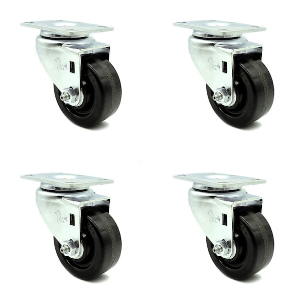 Service Caster 3 Inch Phenolic Wheel Swivel Top Plate Caster Set SCC-20S314-PHS-TP2-4 - main